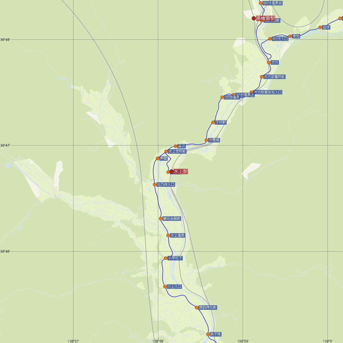 水上駅（JR東日本）周辺のバス路線図