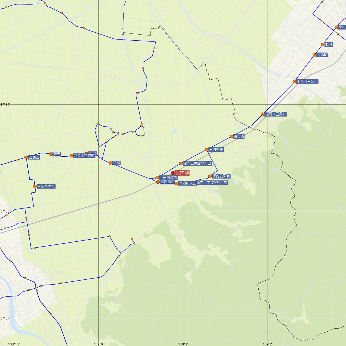 保内駅（JR東日本）周辺のバス路線図