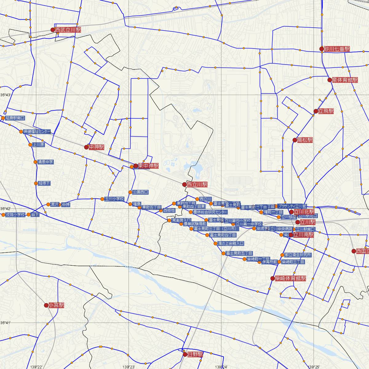西立川駅（JR東日本）周辺のバス路線図