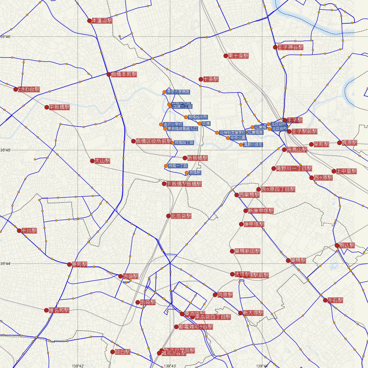 板橋駅（JR東日本）周辺のバス路線図