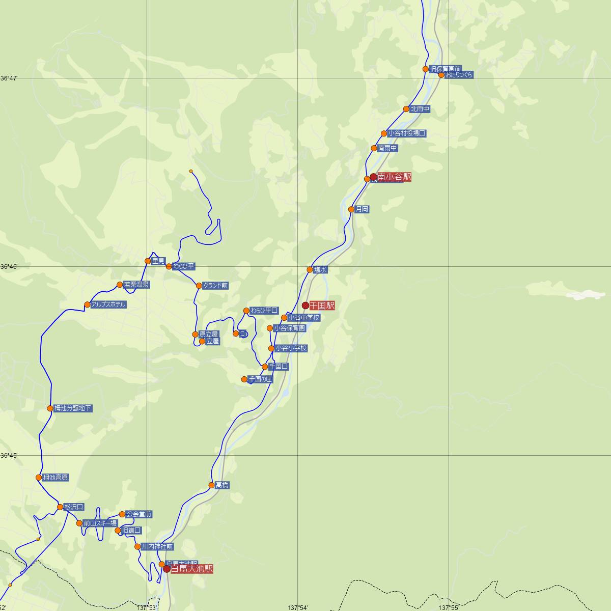 千国駅（JR東日本）周辺のバス路線図