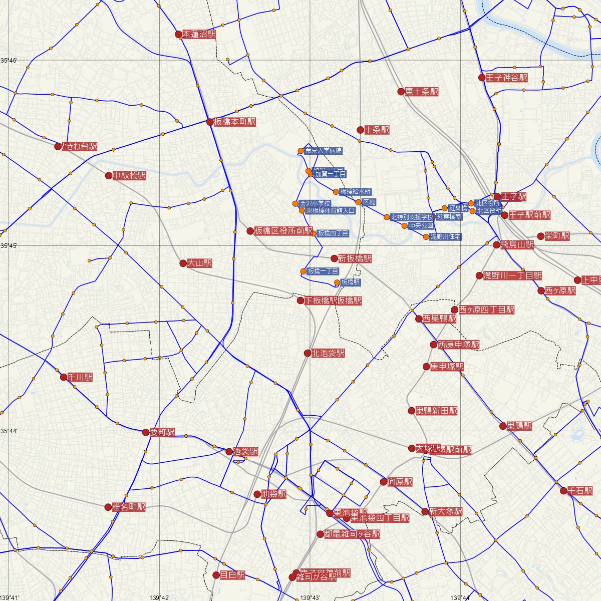 下板橋駅（東武鉄道）周辺のバス路線図