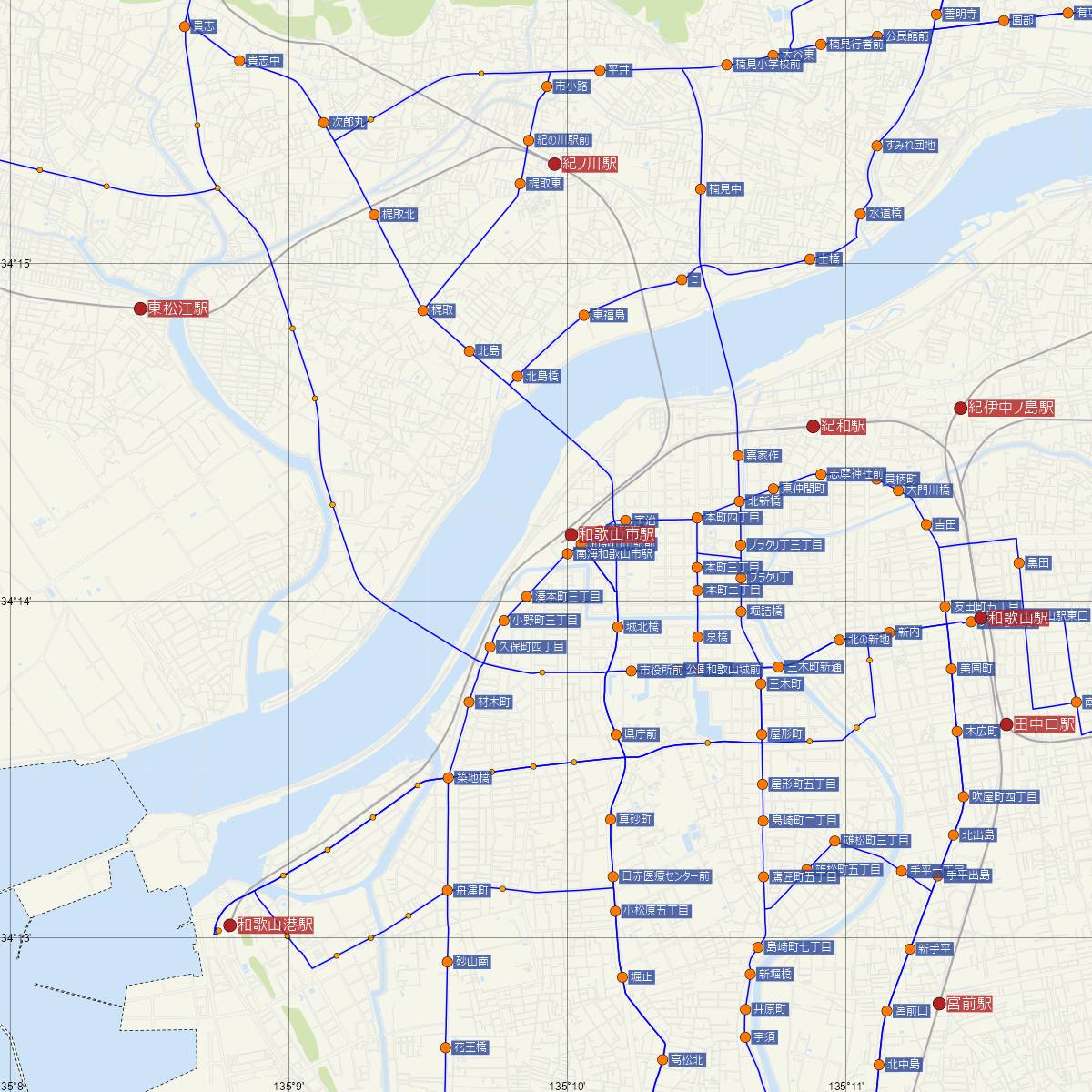 和歌山市駅（南海電鉄）周辺のバス路線図