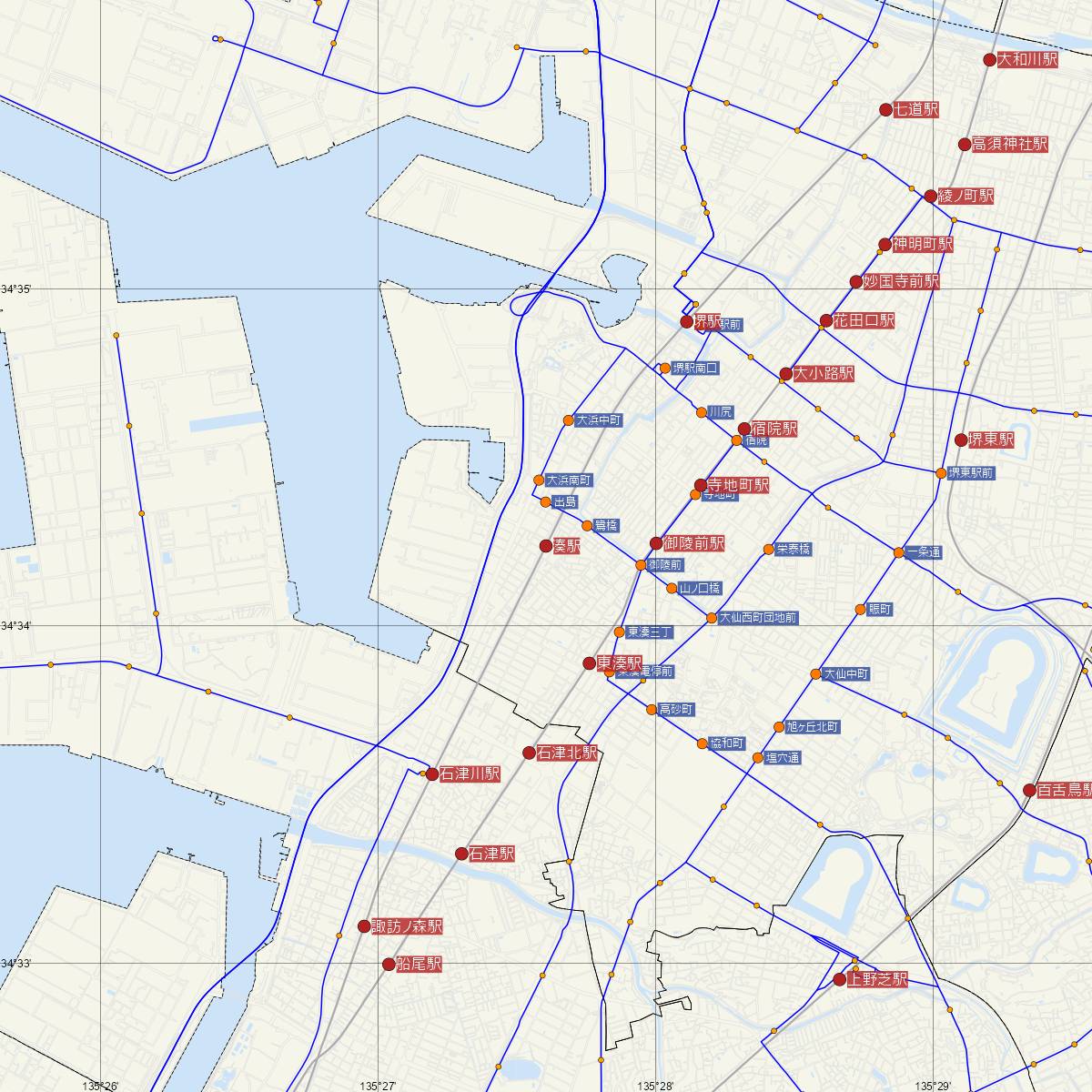 湊駅（南海電鉄）周辺のバス路線図