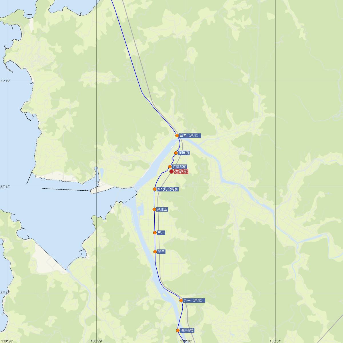 佐敷駅（肥薩おれんじ鉄道）周辺のバス路線図