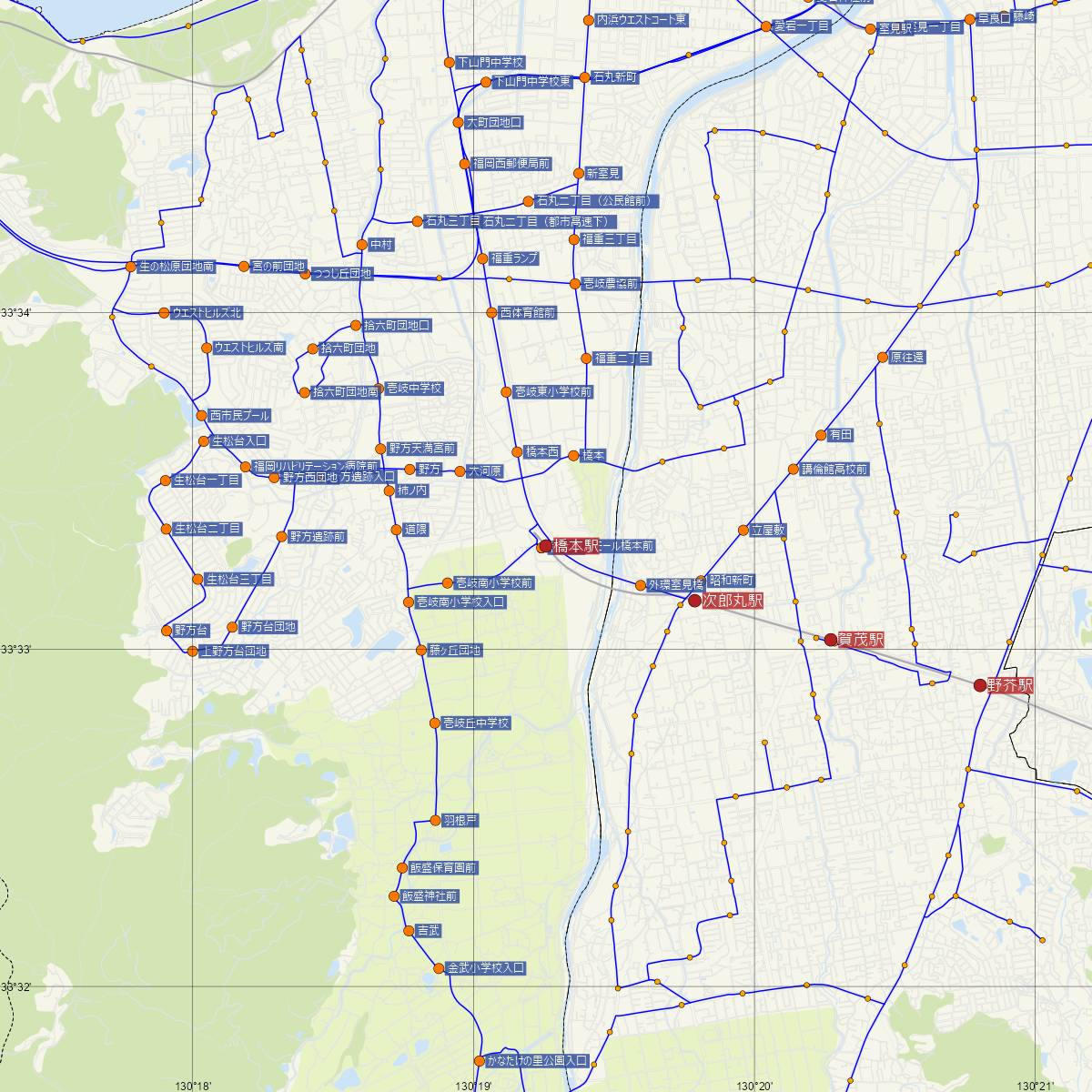 橋本駅（福岡市地下鉄）周辺のバス路線図