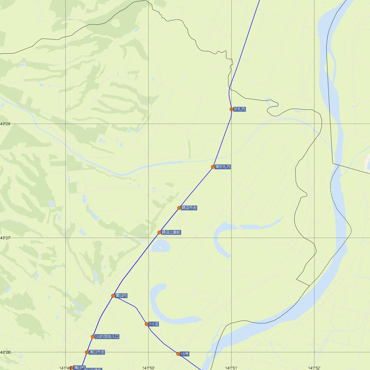 鶴沼駅（JR北海道）周辺のバス路線図