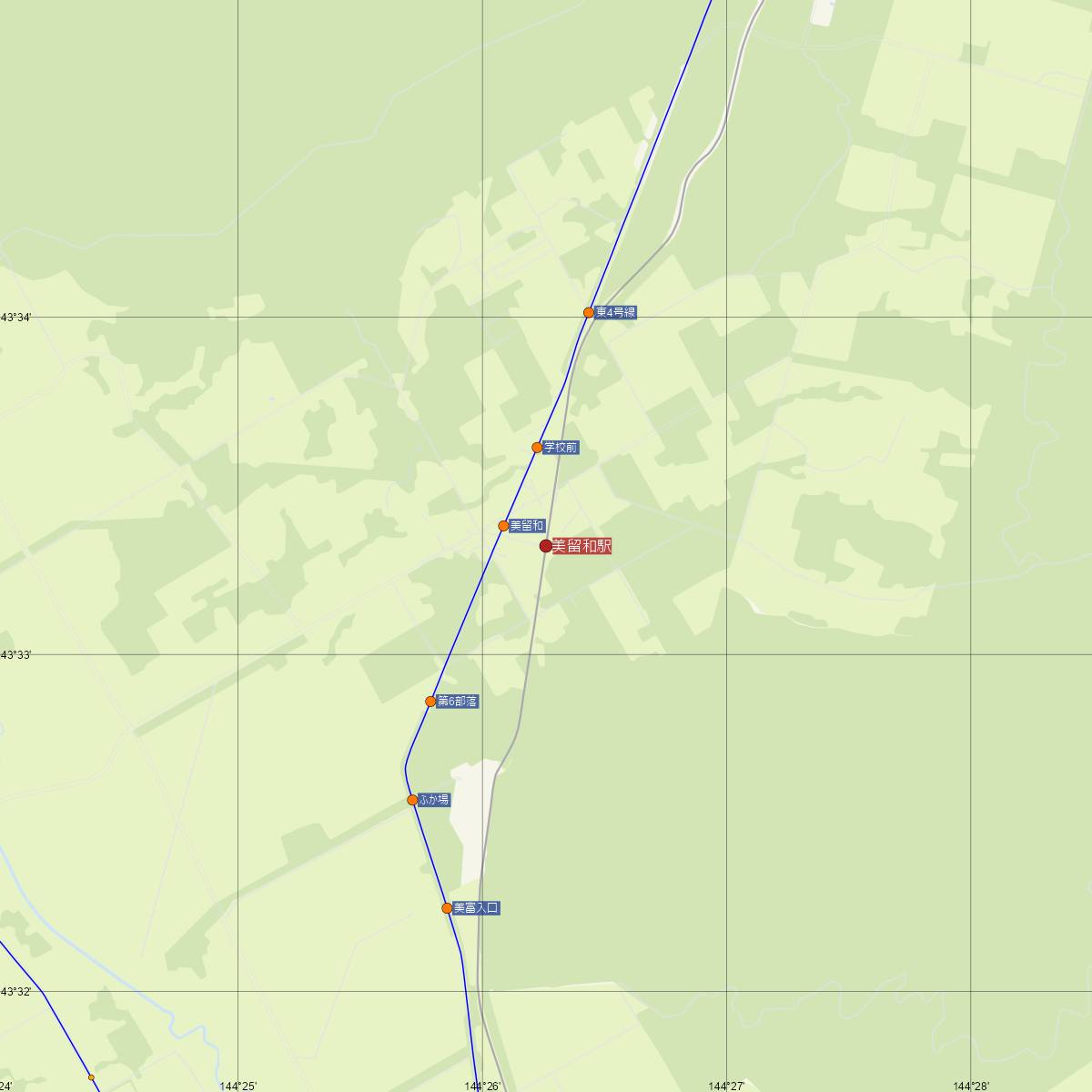 美留和駅（JR北海道）周辺のバス路線図