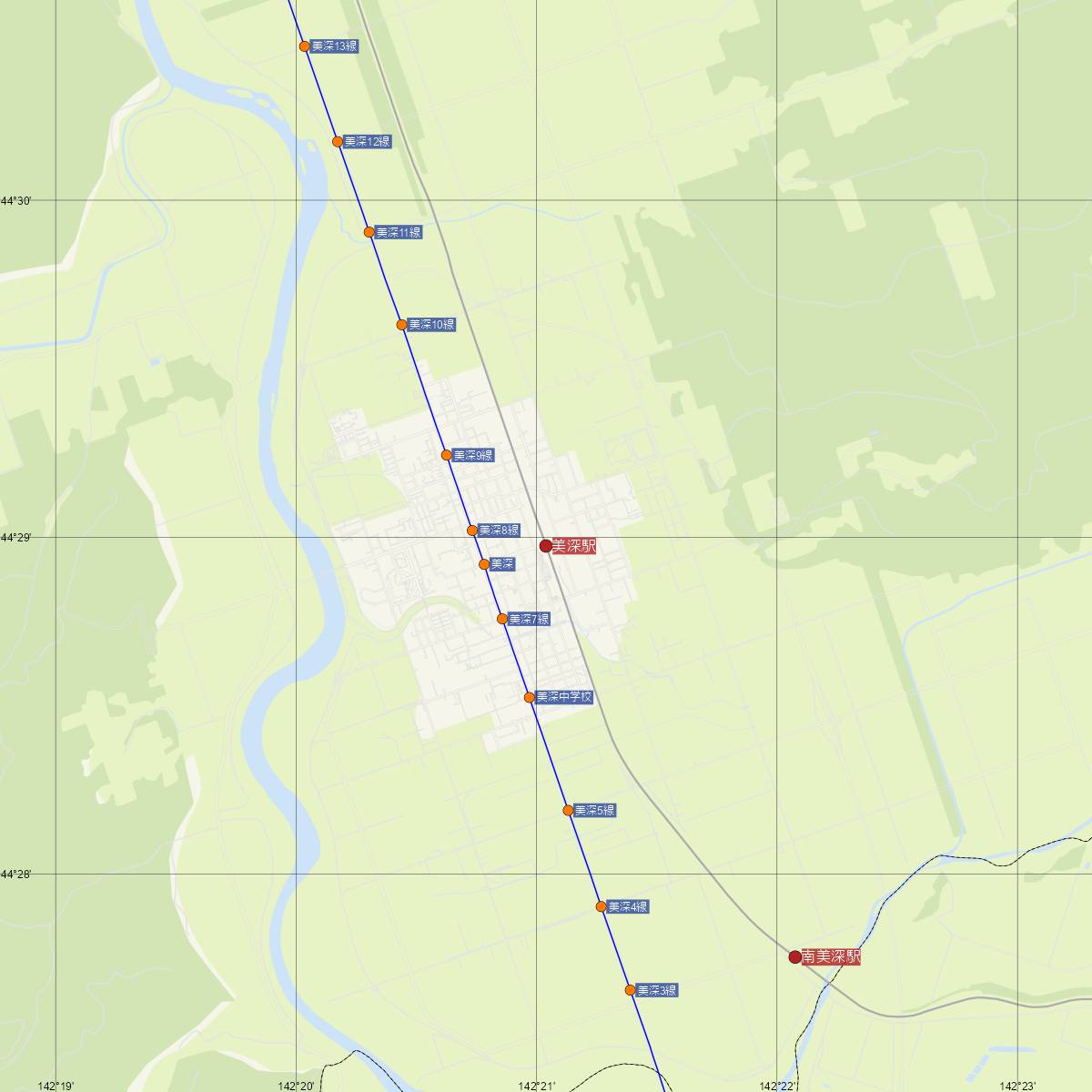 美深駅（JR北海道）周辺のバス路線図