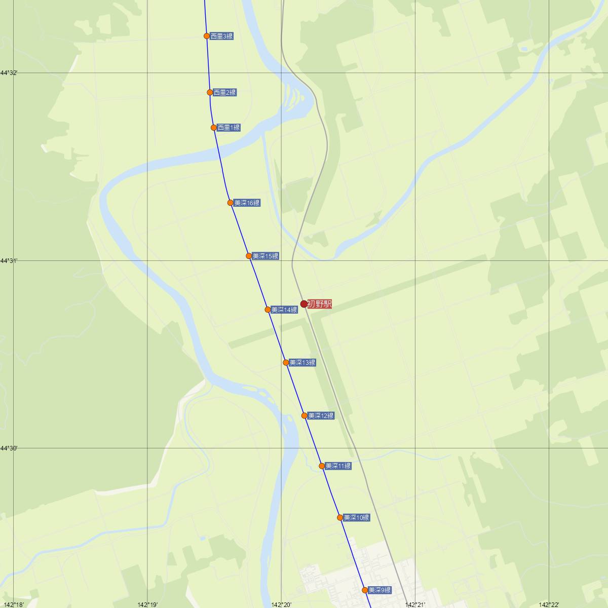 初野駅（JR北海道）周辺のバス路線図