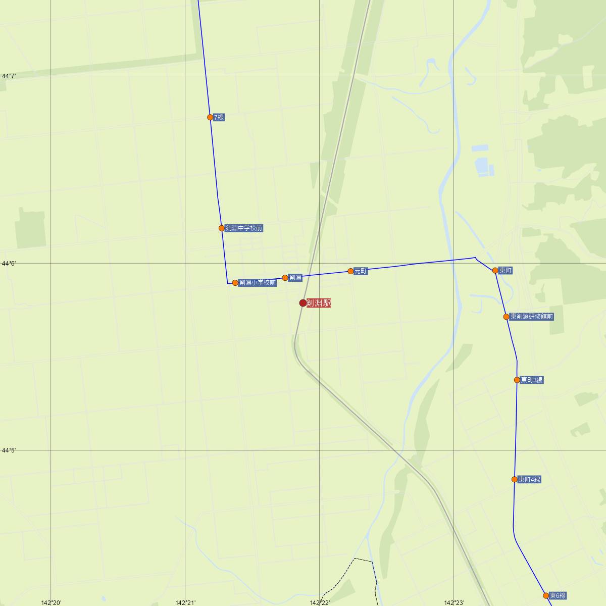 剣淵駅（JR北海道）周辺のバス路線図