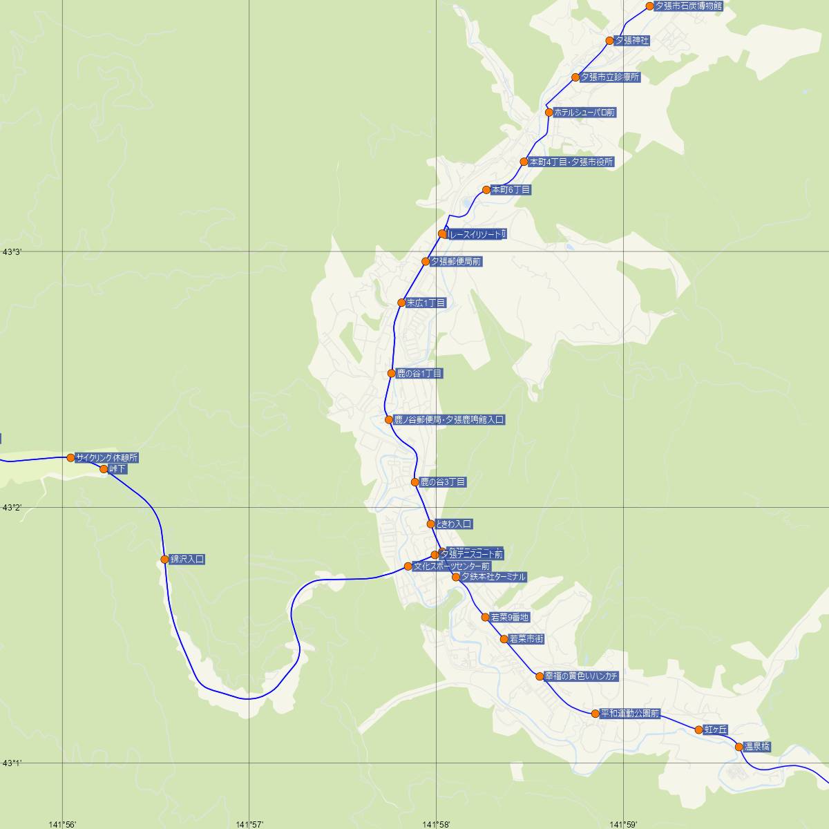 鹿ノ谷駅（JR北海道）周辺のバス路線図