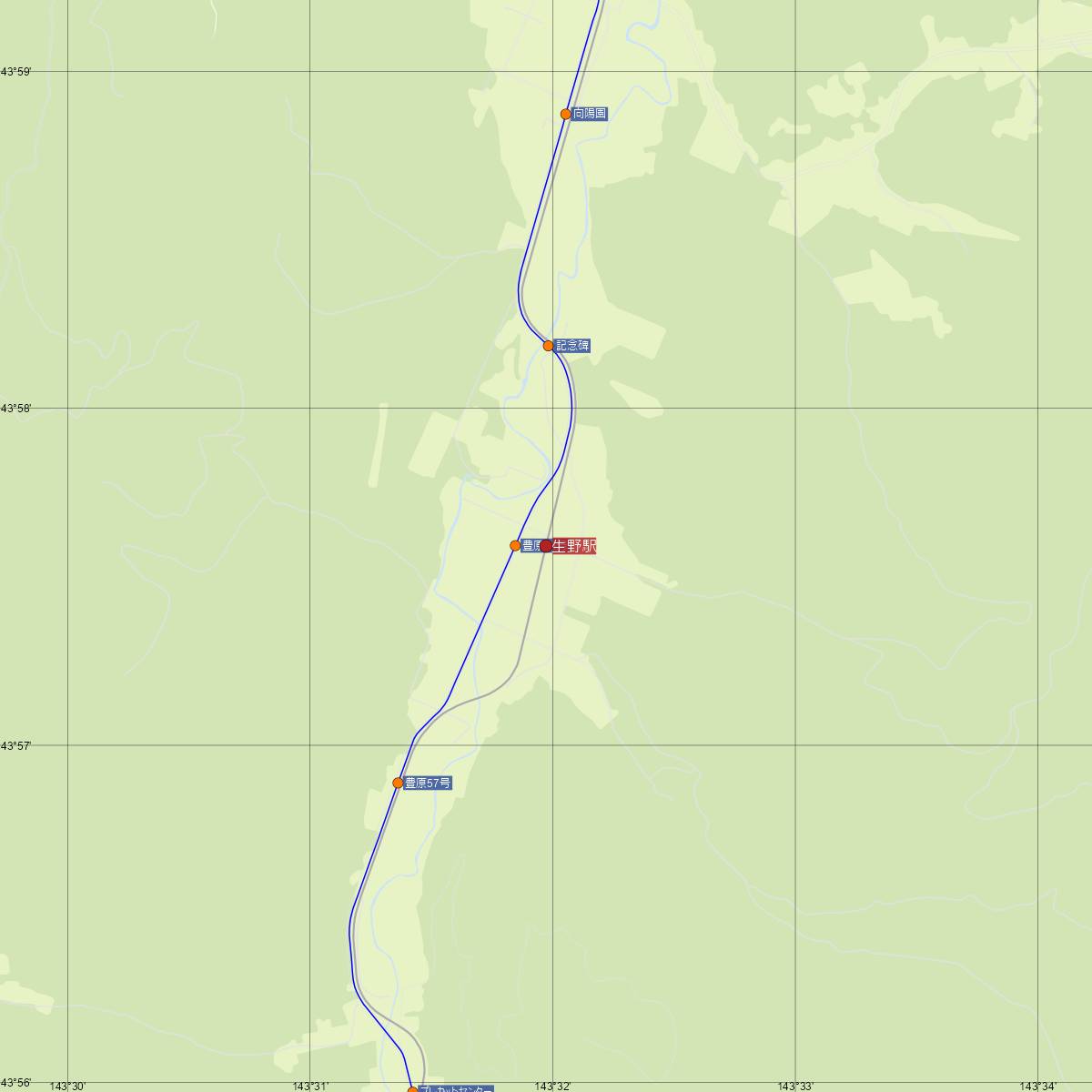 生野駅（JR北海道）周辺のバス路線図