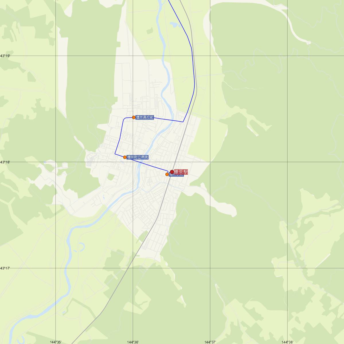 標茶駅（JR北海道）周辺のバス路線図