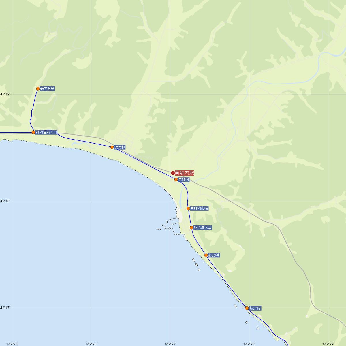 東静内駅（JR北海道）周辺のバス路線図