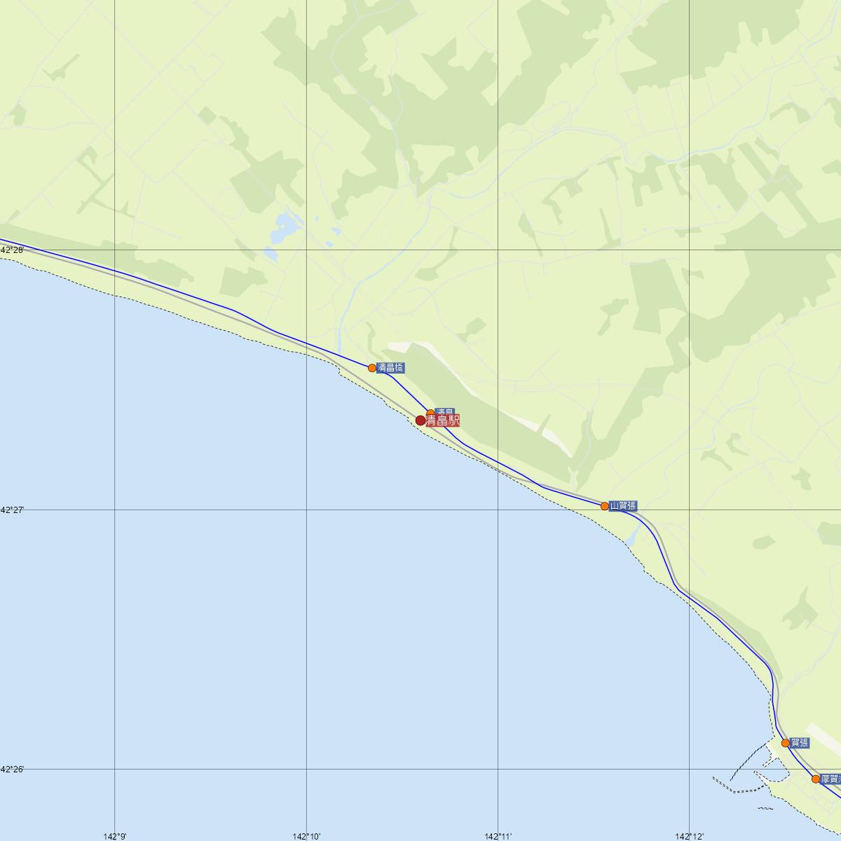 清畠駅（JR北海道）周辺のバス路線図