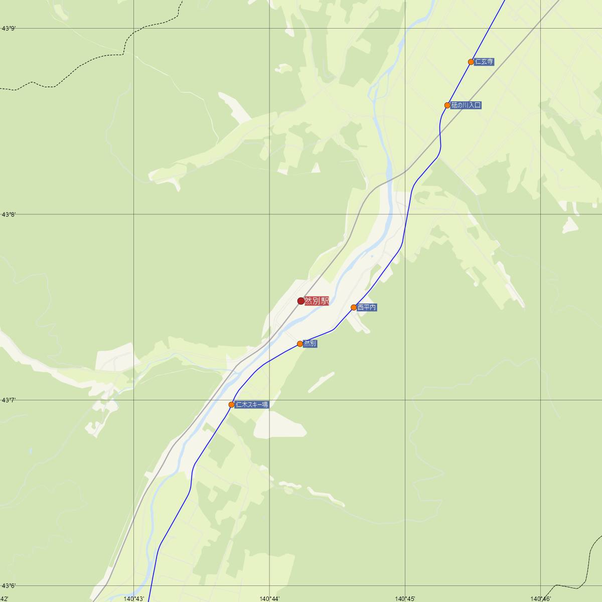 然別駅（JR北海道）周辺のバス路線図