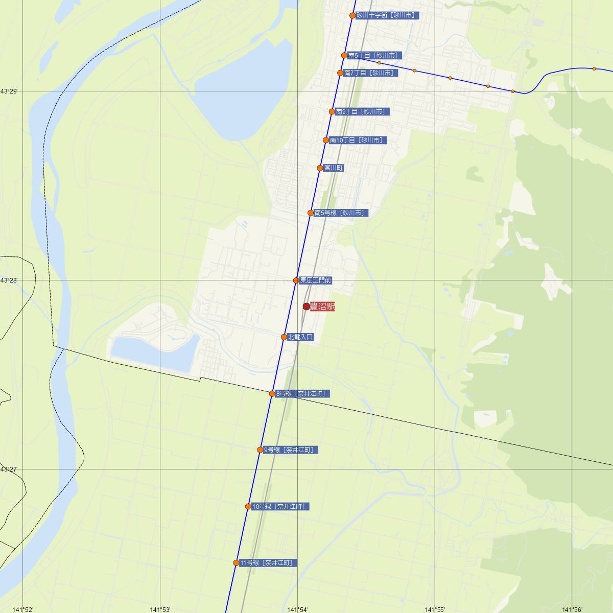 豊沼駅（JR北海道）周辺のバス路線図