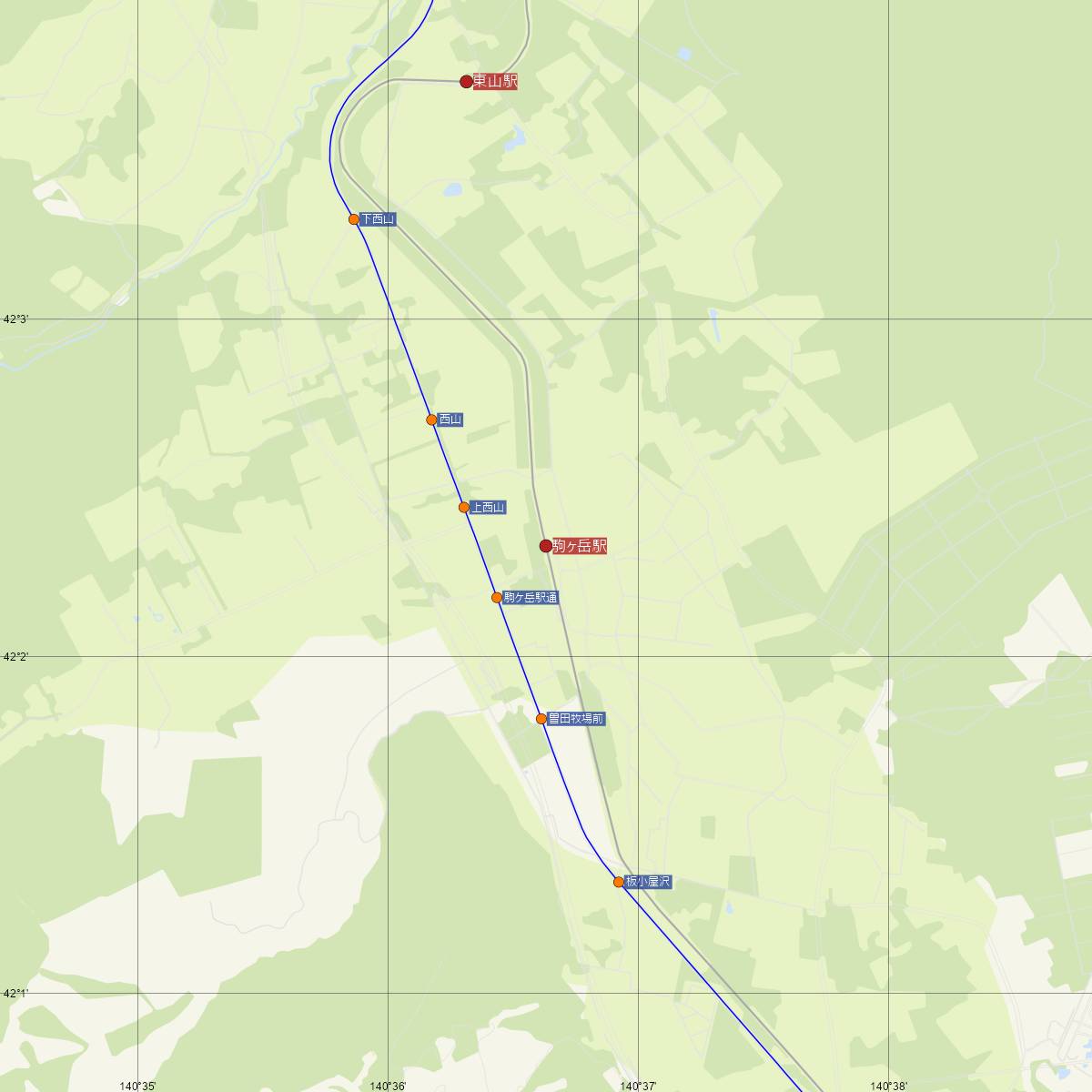 駒ヶ岳駅（JR北海道）周辺のバス路線図