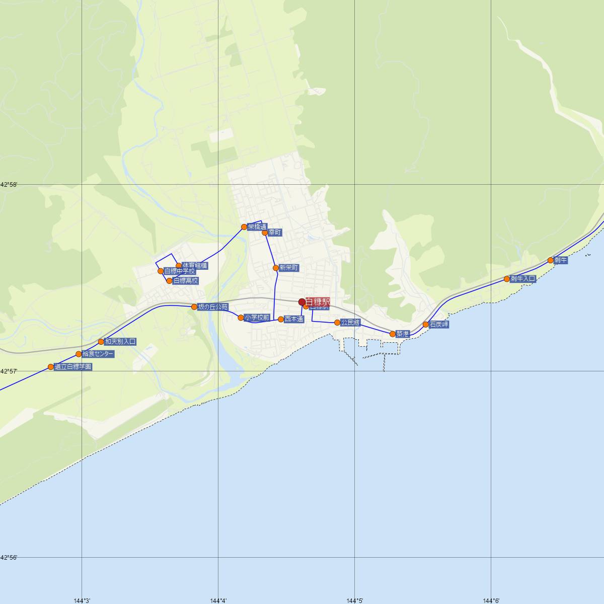 白糠駅（JR北海道）周辺のバス路線図