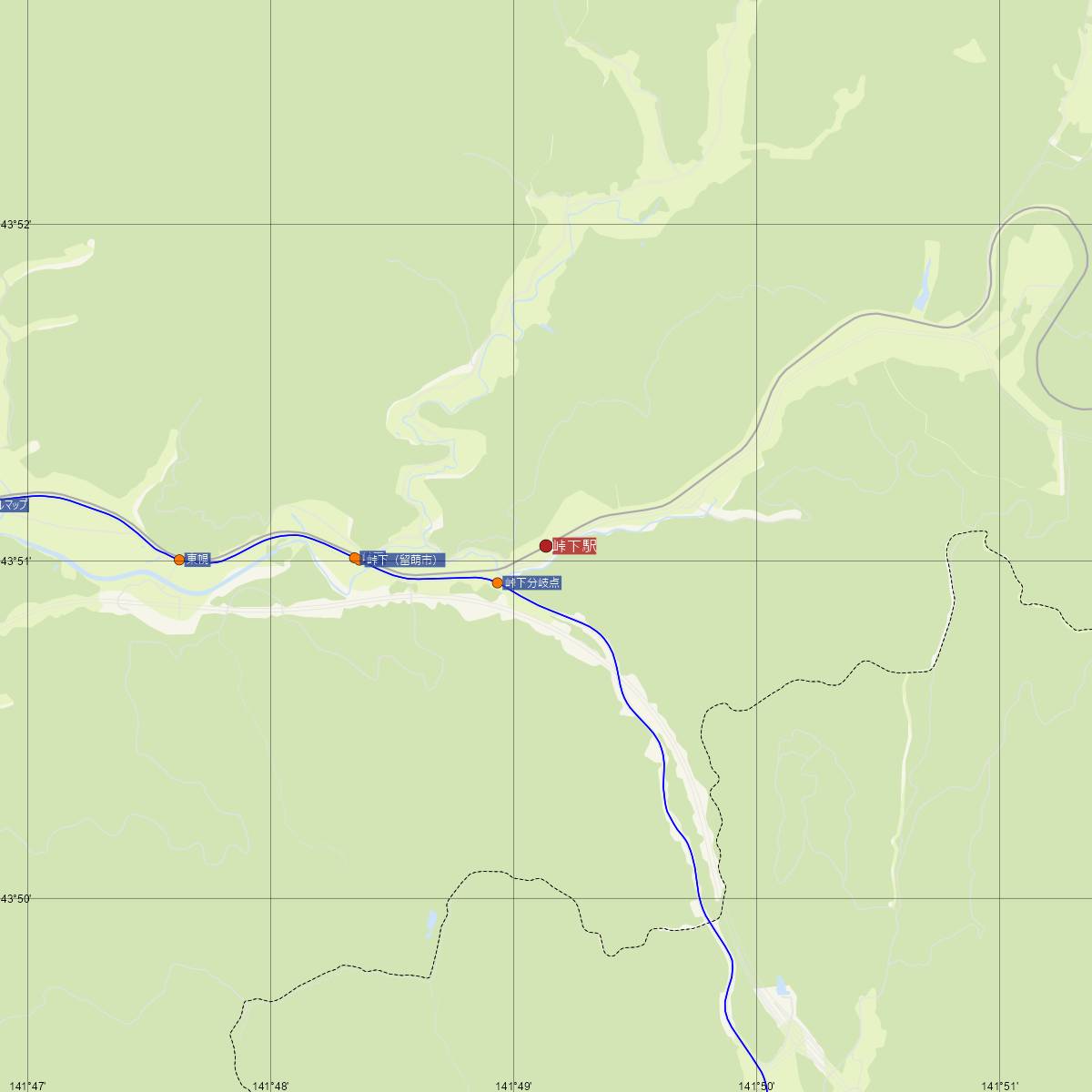 峠下駅（JR北海道）周辺のバス路線図