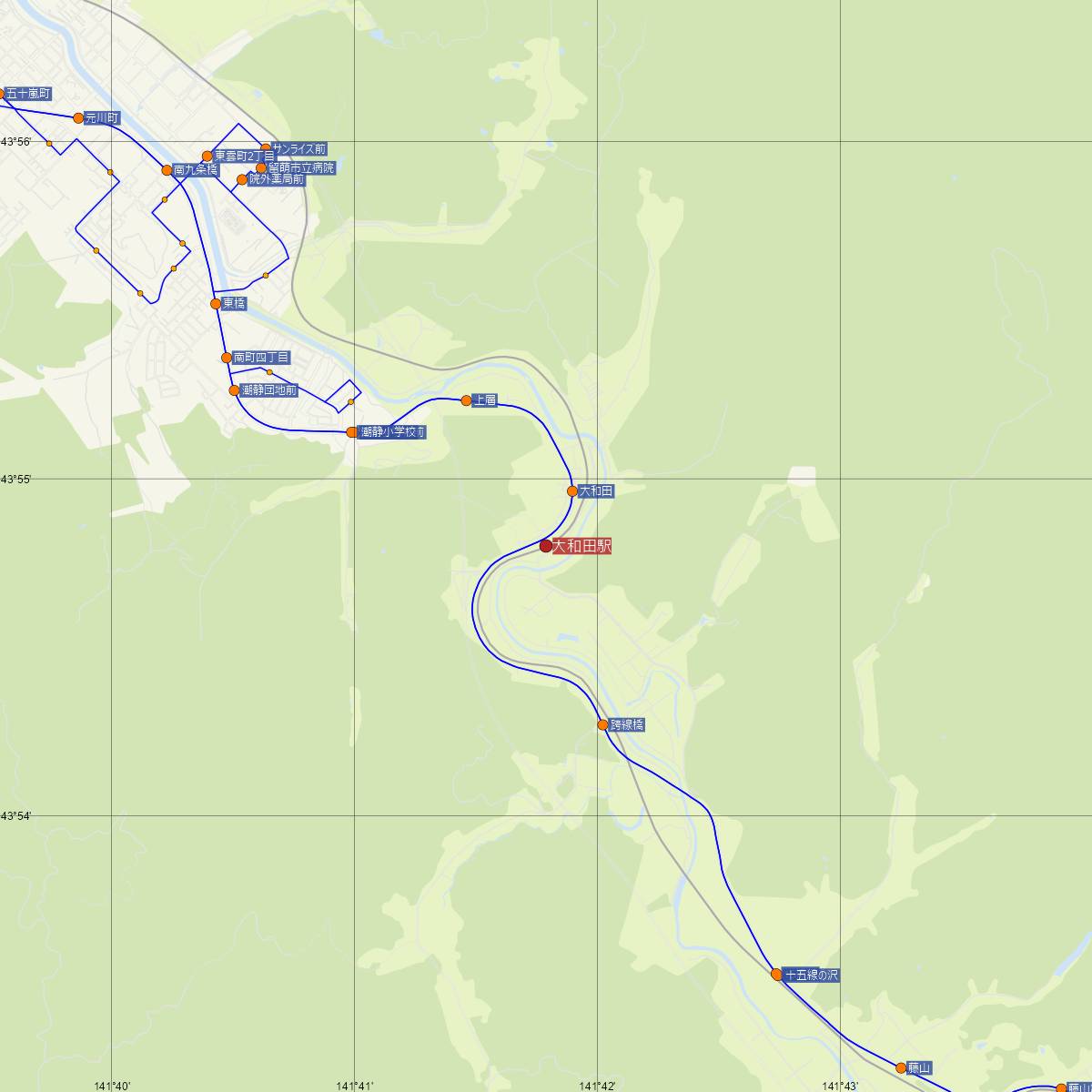 大和田駅（JR北海道）周辺のバス路線図