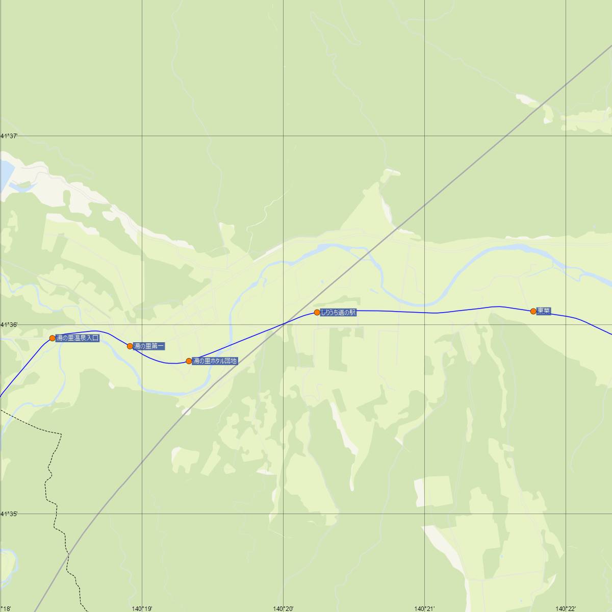 知内駅（JR北海道）周辺のバス路線図