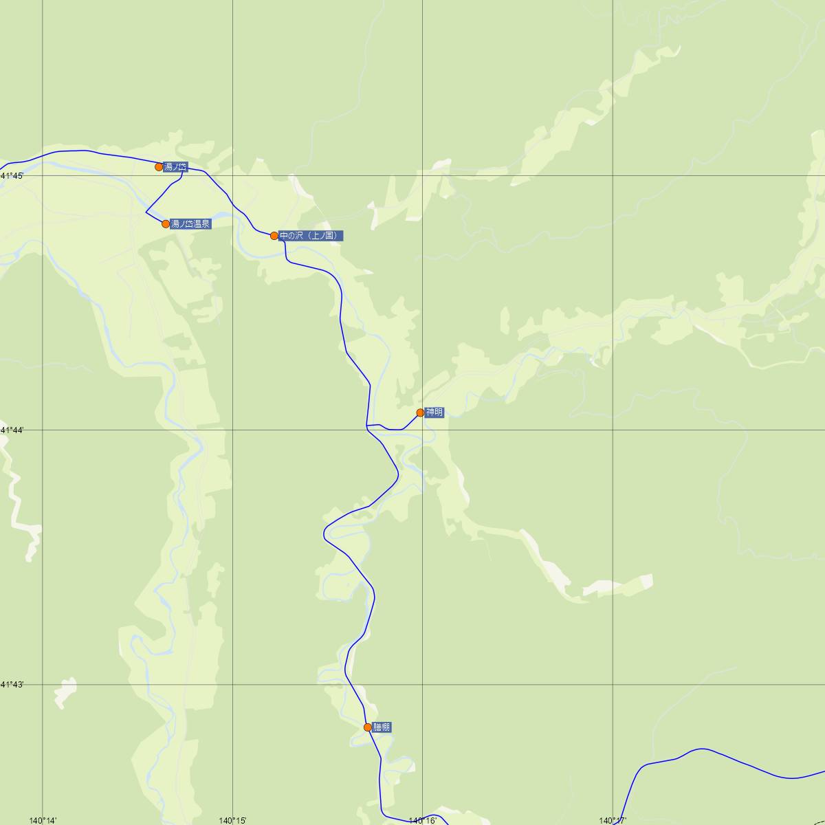 神明駅（JR北海道）周辺のバス路線図