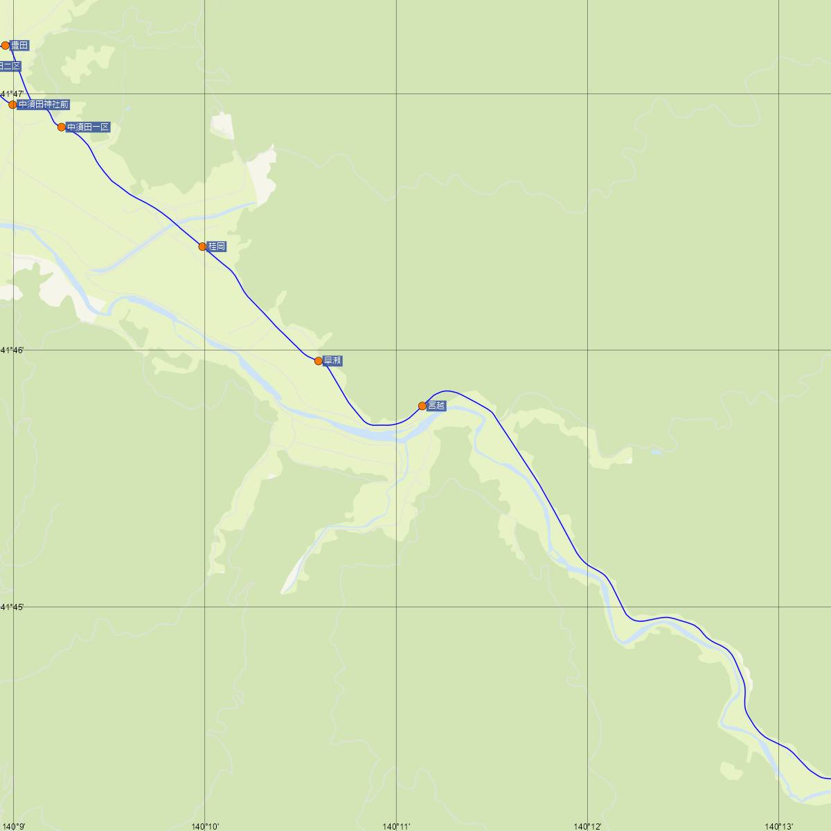 宮越駅（JR北海道）周辺のバス路線図