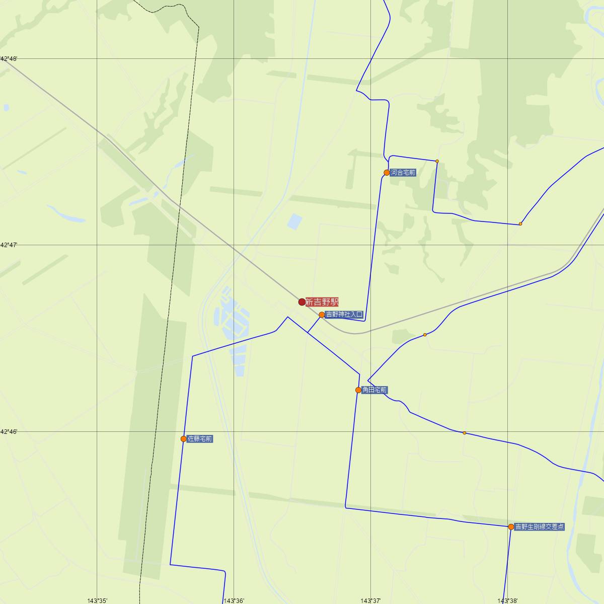 新吉野駅（JR北海道）周辺のバス路線図