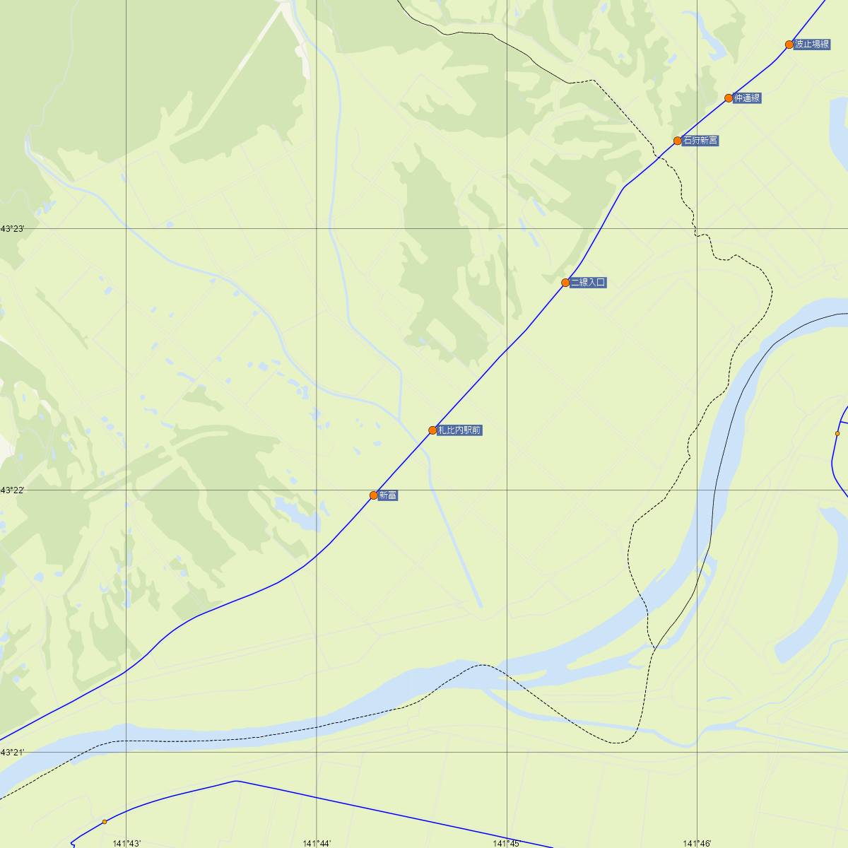 札比内駅（JR北海道）周辺のバス路線図