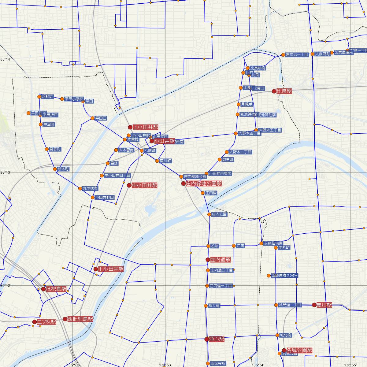 庄内緑地公園駅（名古屋市営地下鉄）周辺のバス路線図