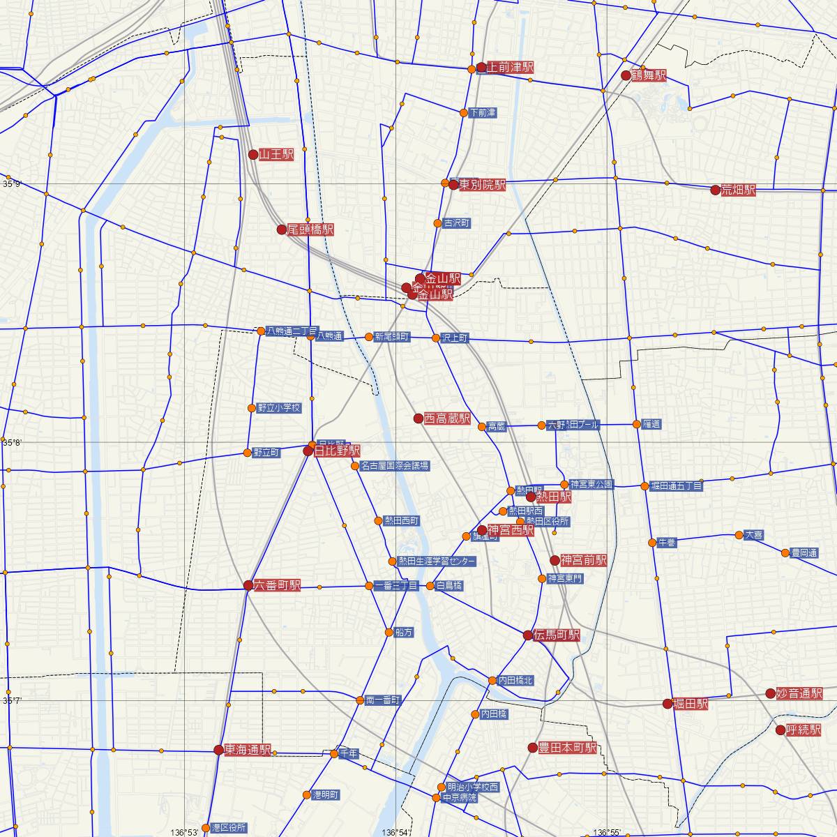 西高蔵駅（名古屋市営地下鉄）周辺のバス路線図