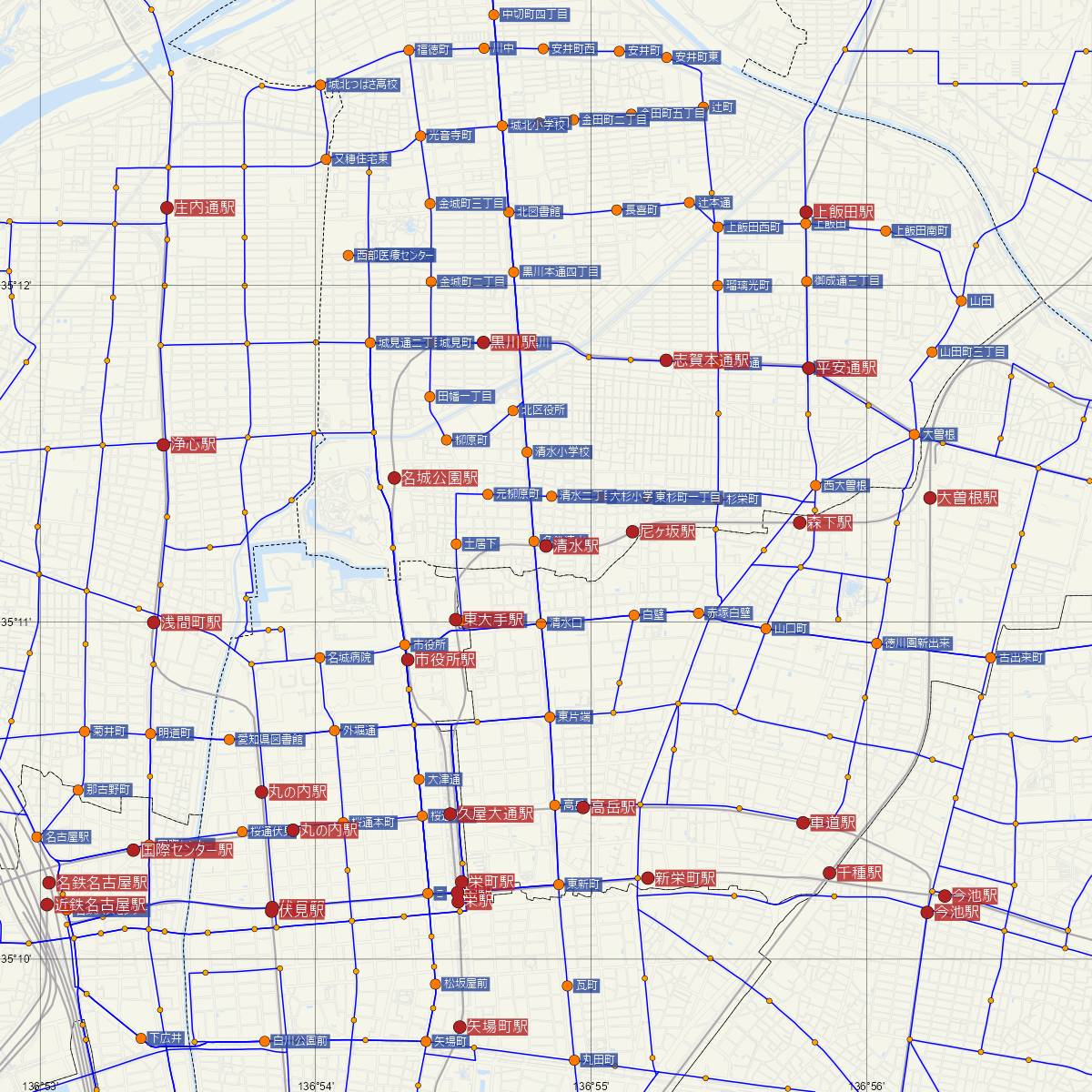 清水駅（名古屋鉄道）周辺のバス路線図