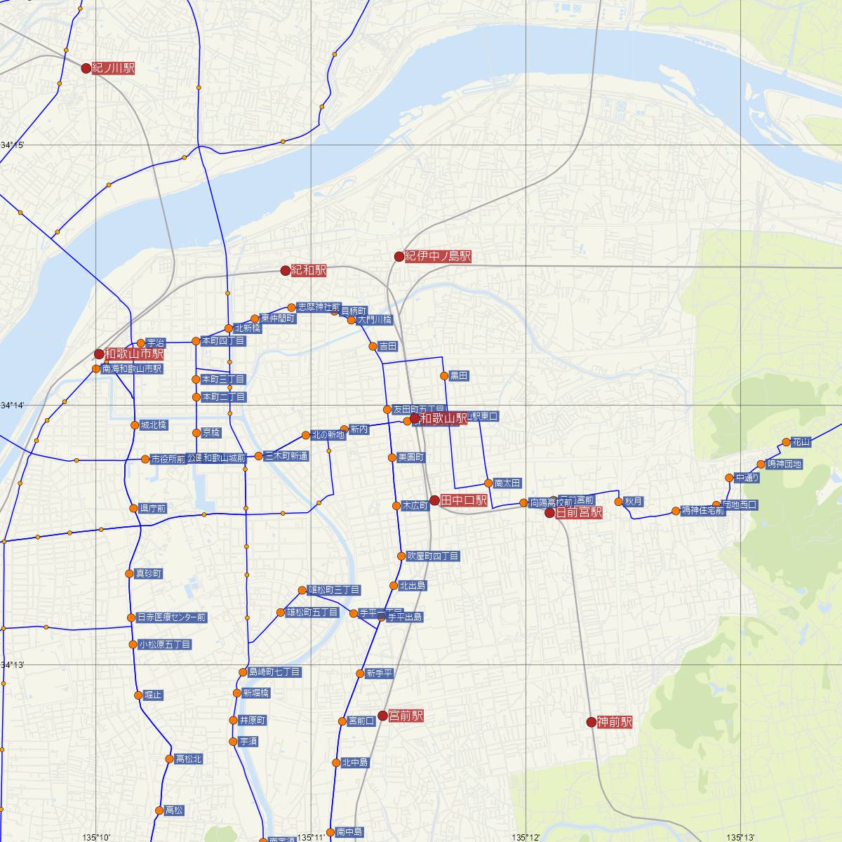和歌山駅（和歌山電鐵）周辺のバス路線図