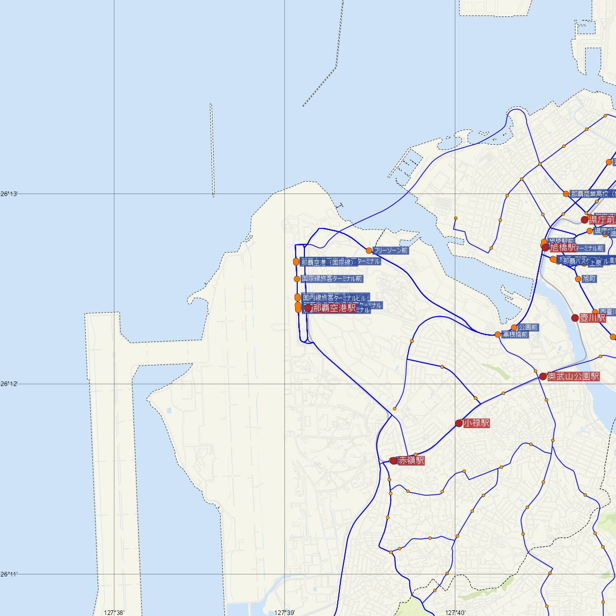 那覇空港駅（ゆいレール）周辺のバス路線図