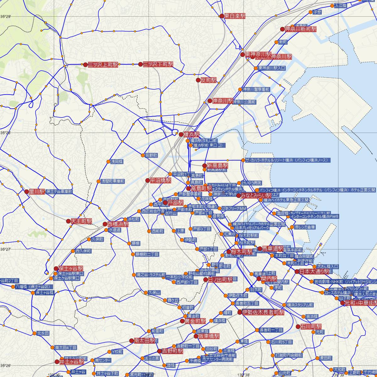 高島町駅（横浜市営地下鉄）周辺のバス路線図