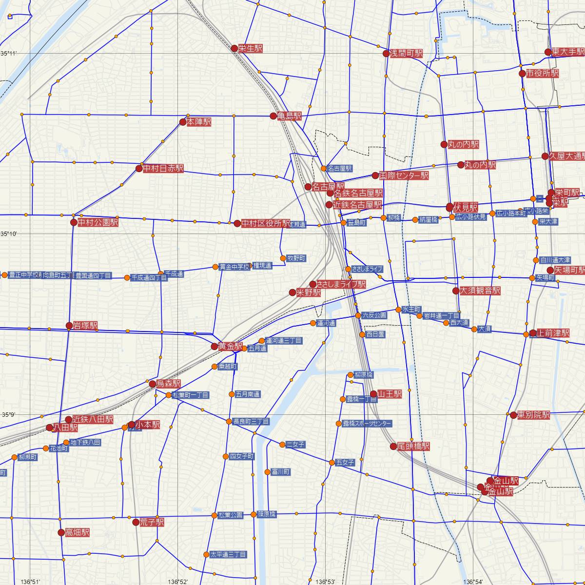 米野駅（近鉄電車）周辺のバス路線図