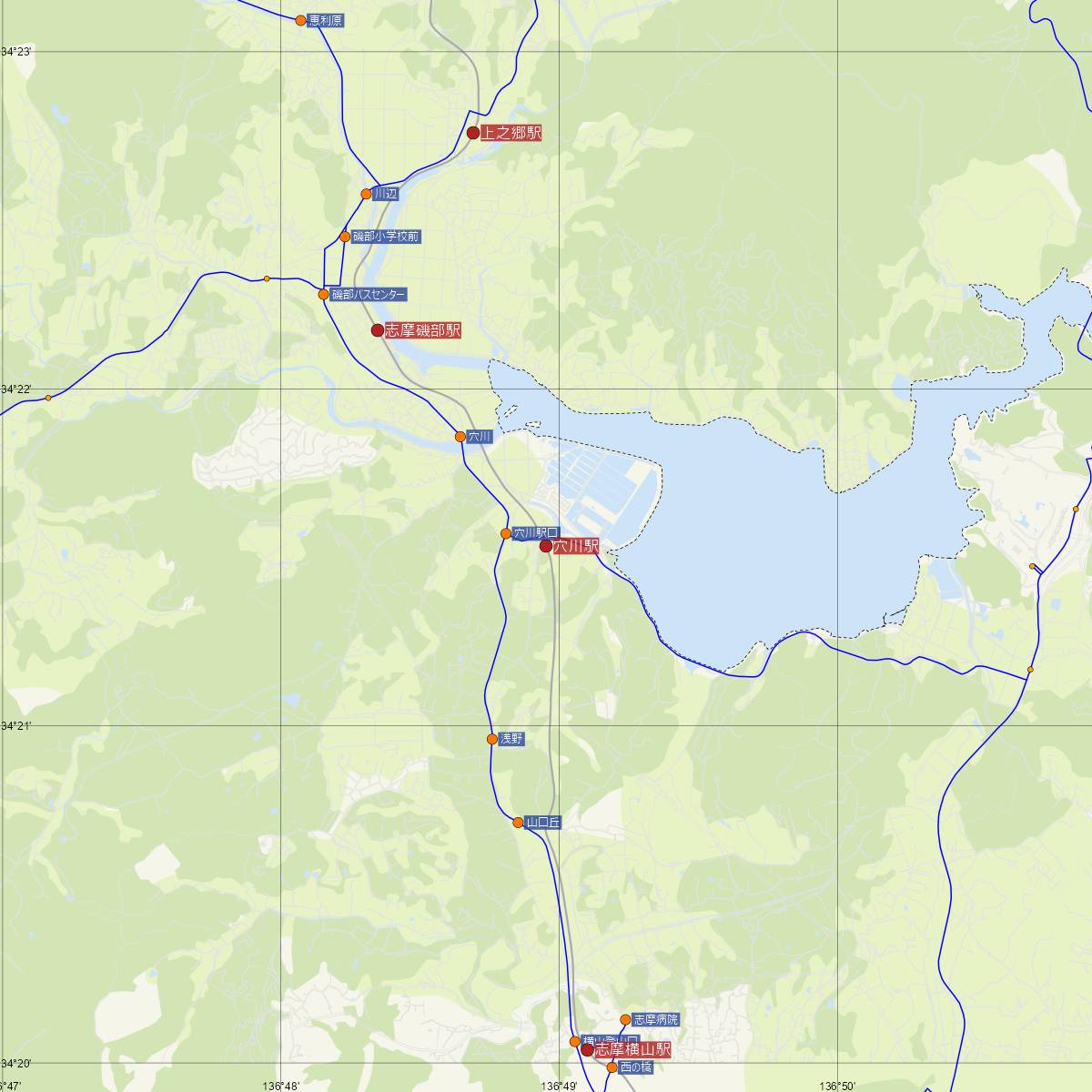 穴川駅（近鉄電車）周辺のバス路線図