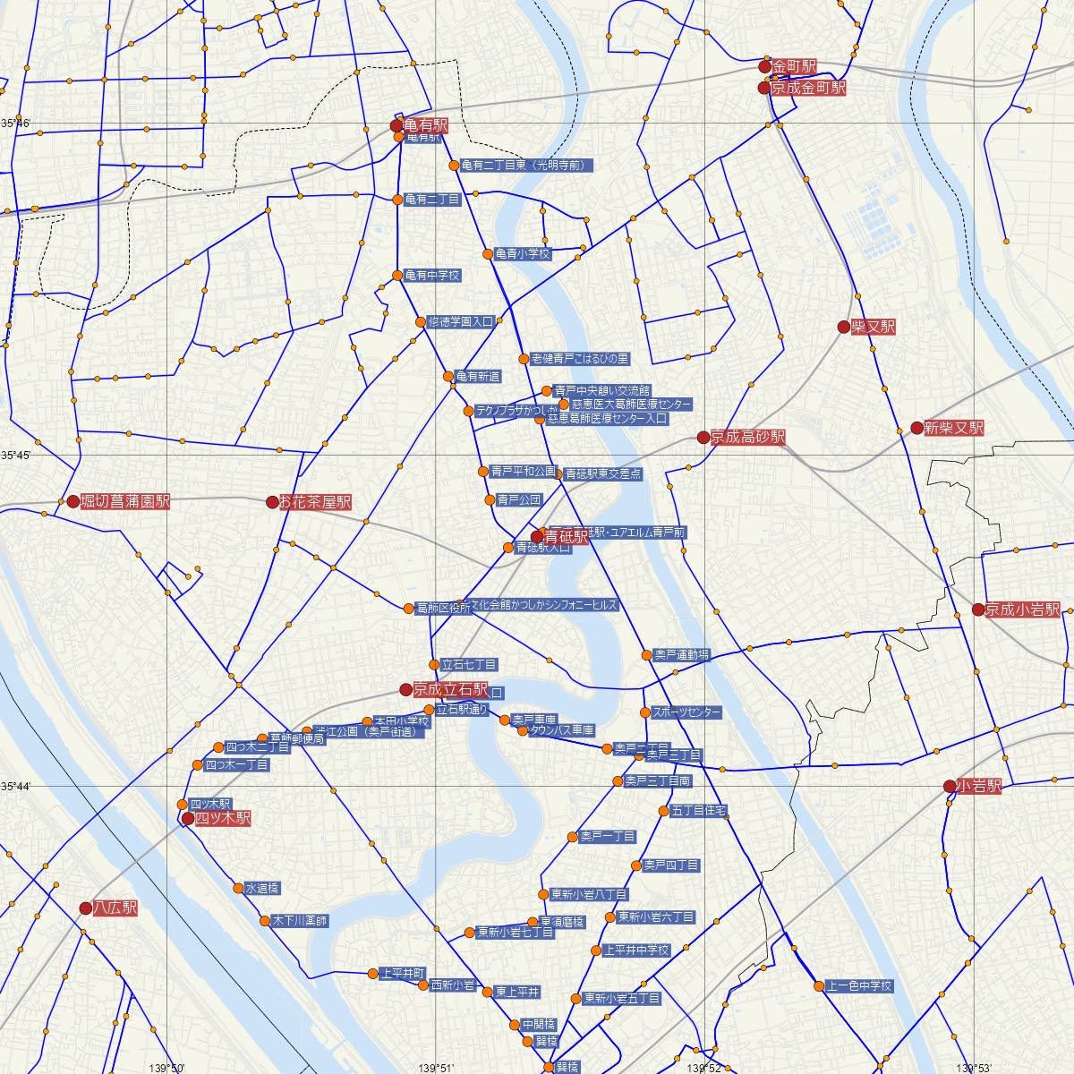 青砥駅（京成線）周辺のバス路線図