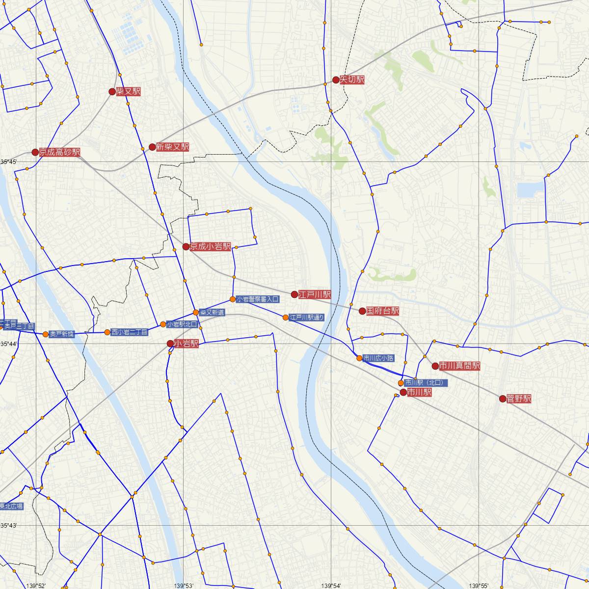 江戸川駅（京成線）周辺のバス路線図