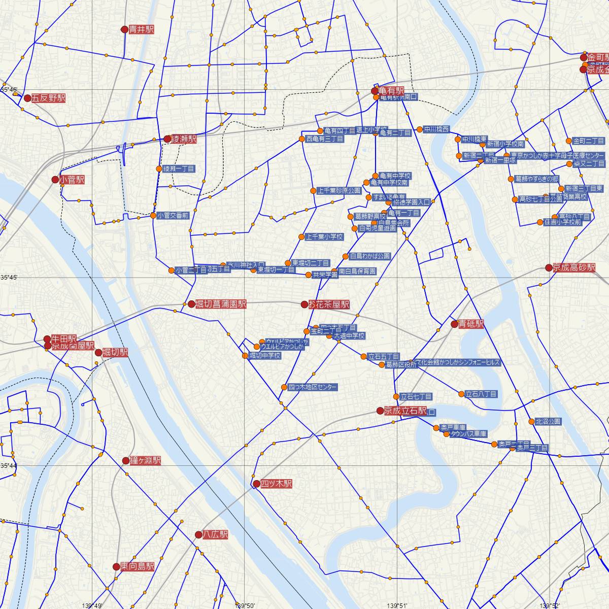 お花茶屋駅（京成線）周辺のバス路線図