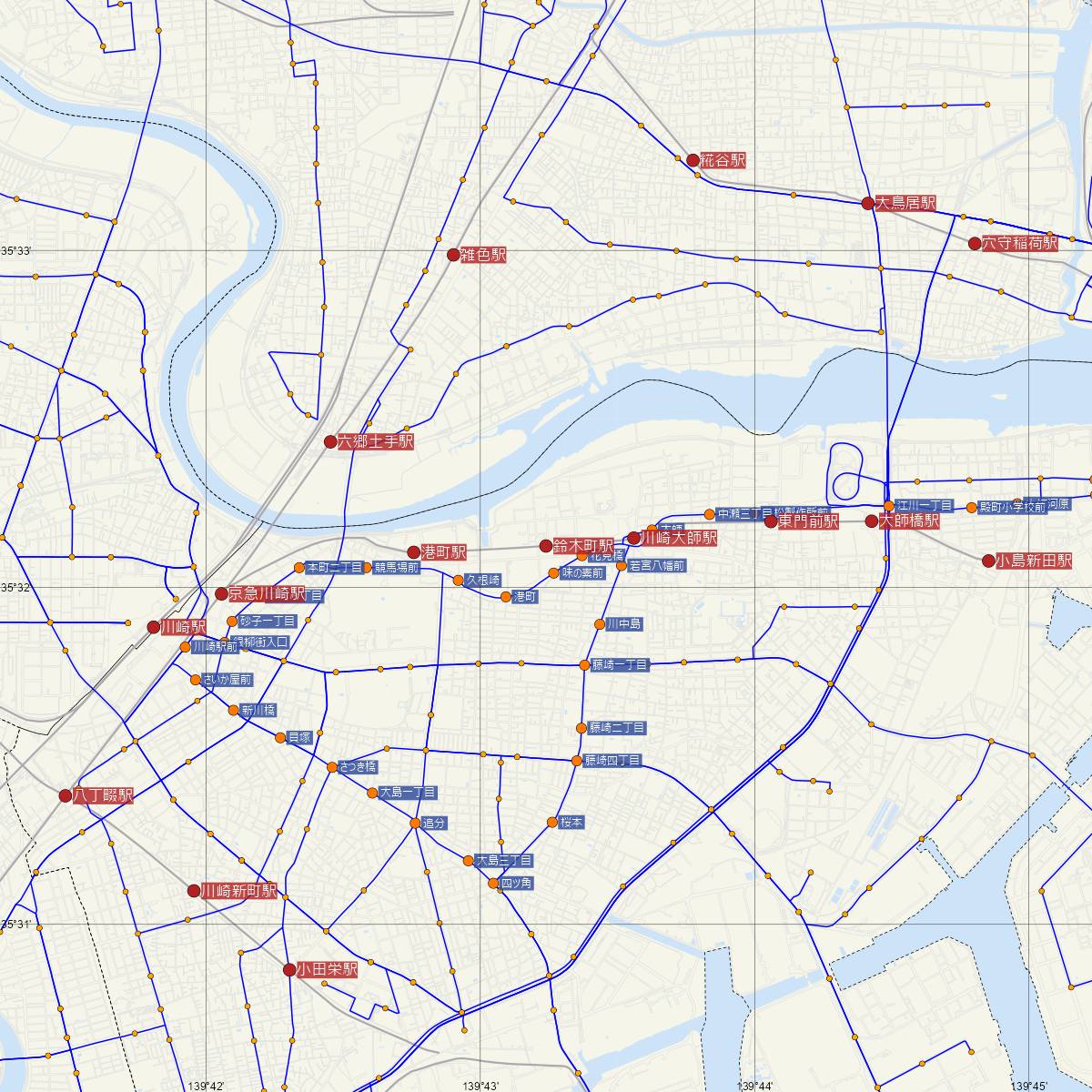 鈴木町駅（京浜急行）周辺のバス路線図