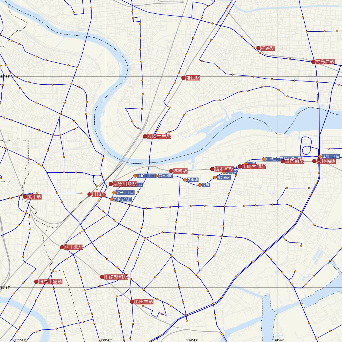 港町駅（京浜急行）周辺のバス路線図