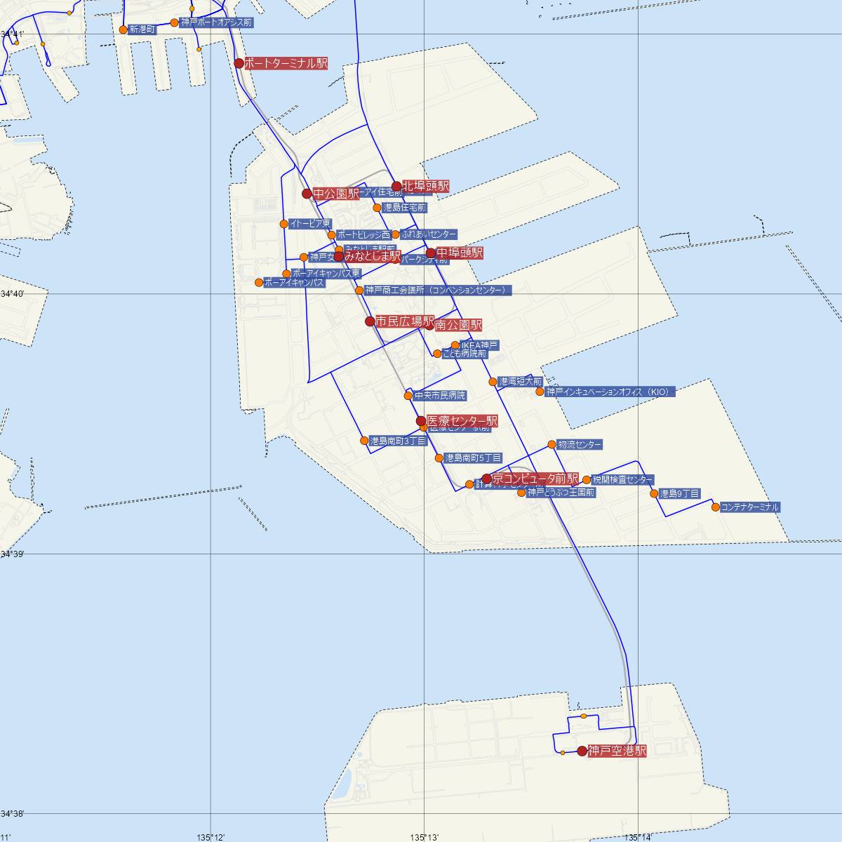 医療センター駅（神戸新交通ポートライナー・六甲ライナー）周辺のバス路線図