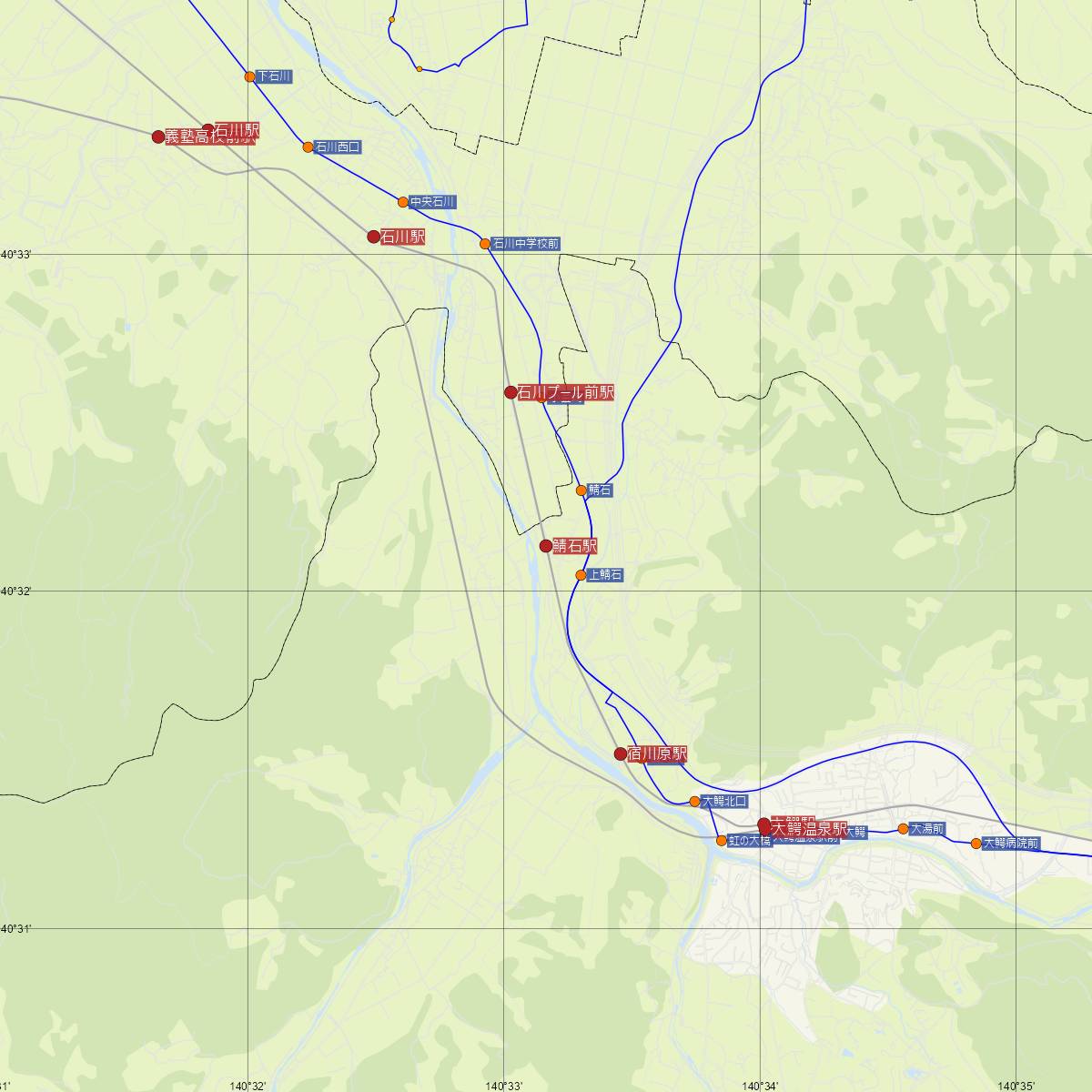 鯖石駅（弘南鉄道）周辺のバス路線図