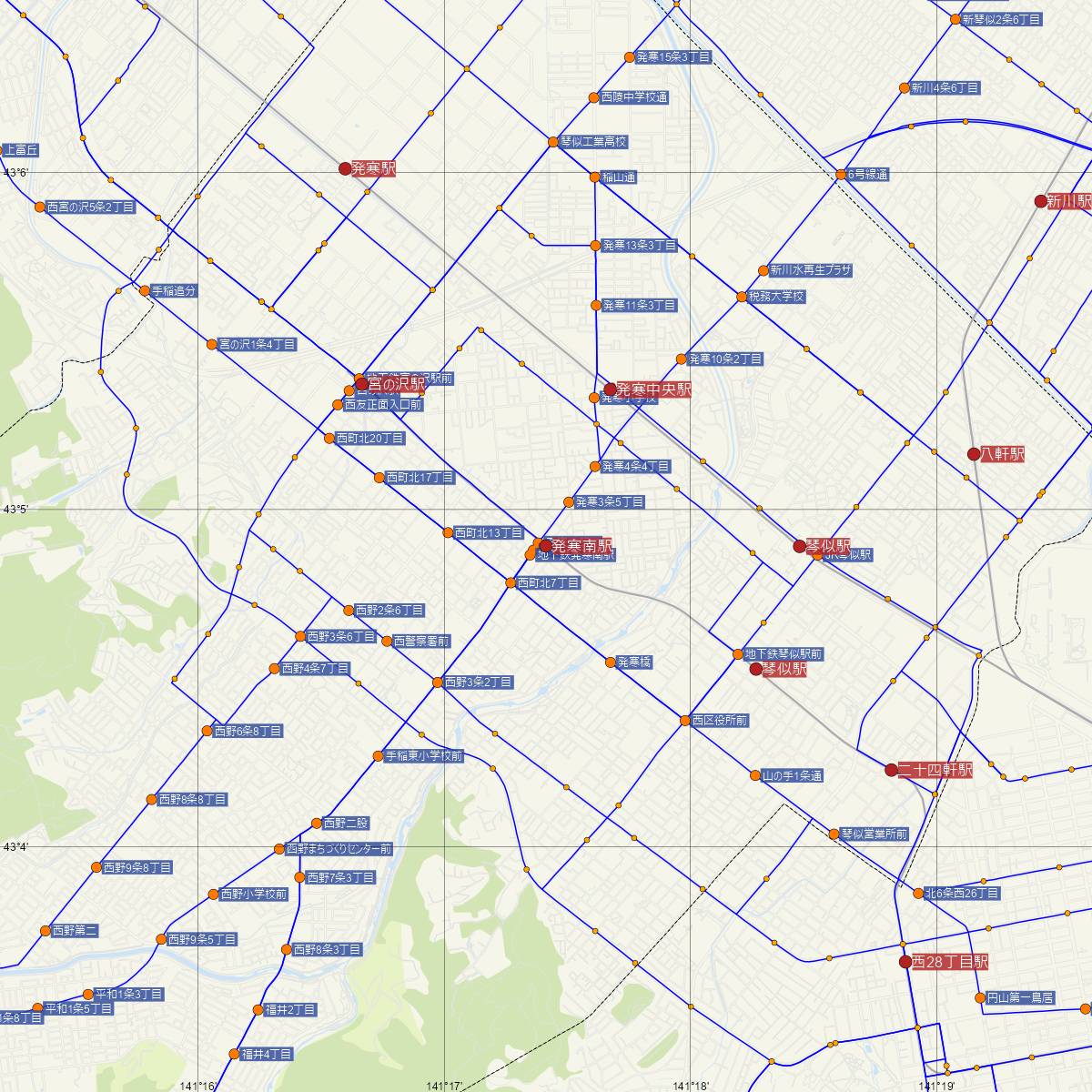 発寒南駅（札幌市営地下鉄）周辺のバス路線図