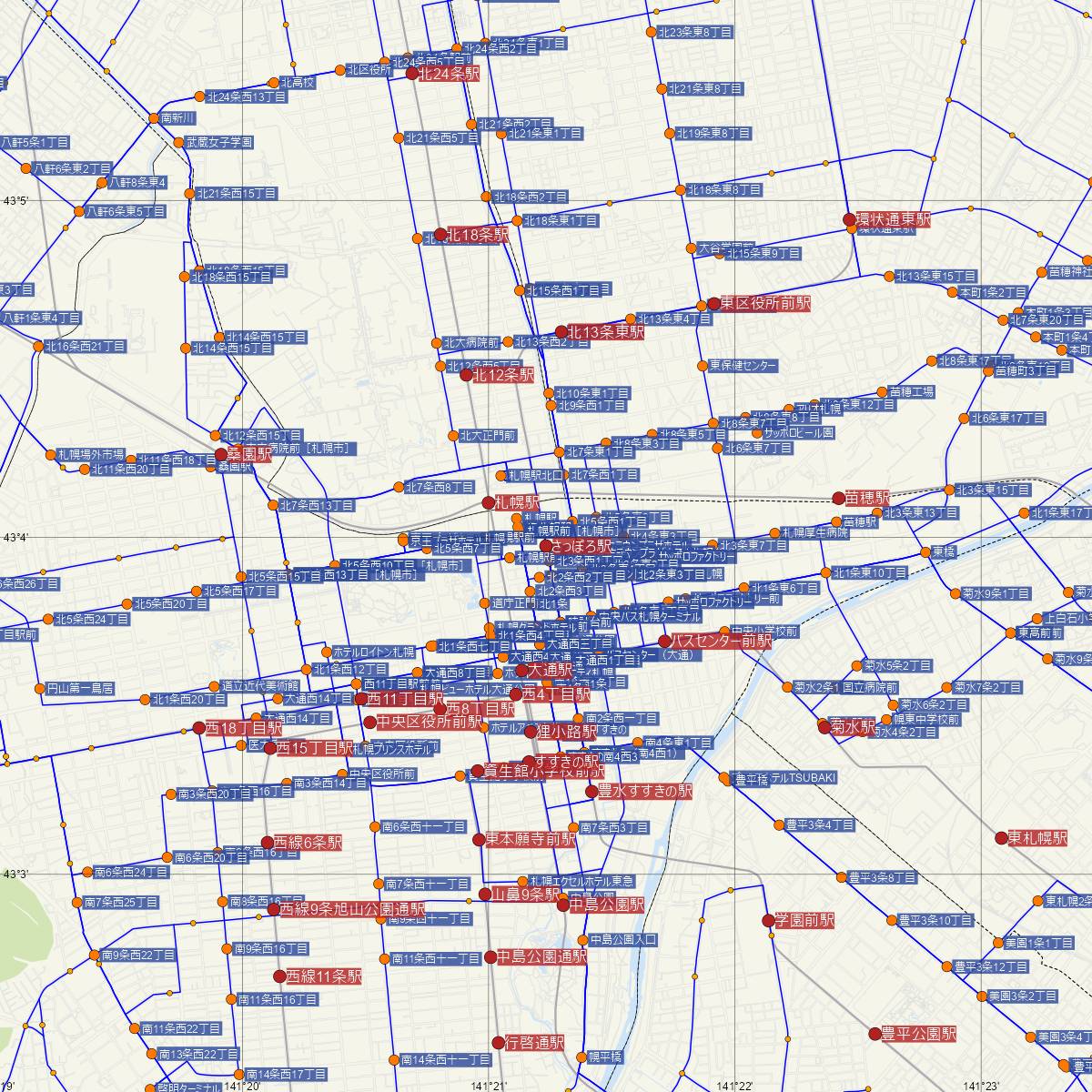さっぽろ駅（札幌市営地下鉄）周辺のバス路線図