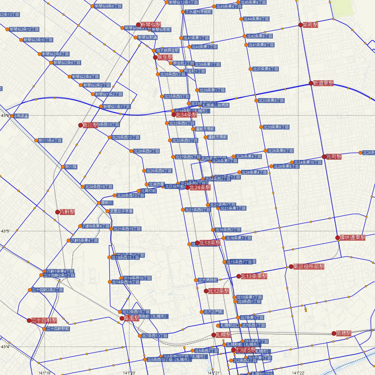 北24条駅（札幌市営地下鉄）周辺のバス路線図