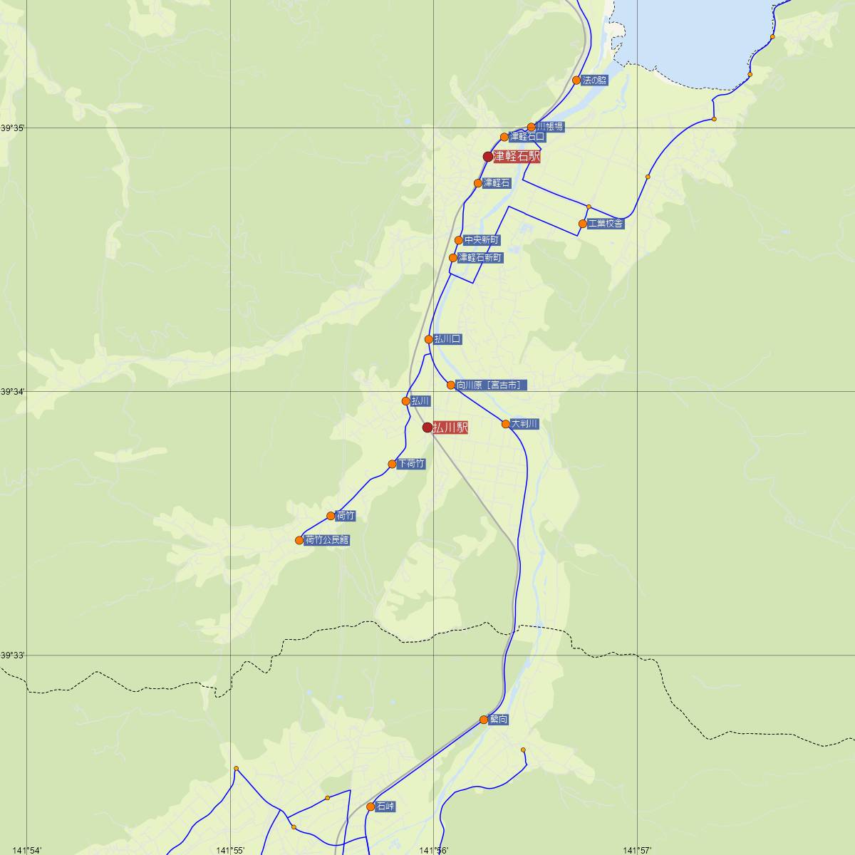 払川駅（三陸鉄道）周辺のバス路線図